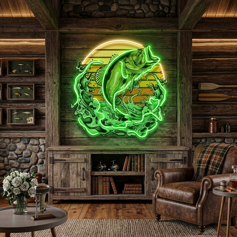 Green Fishing LED Neon Sign Light Pop Art