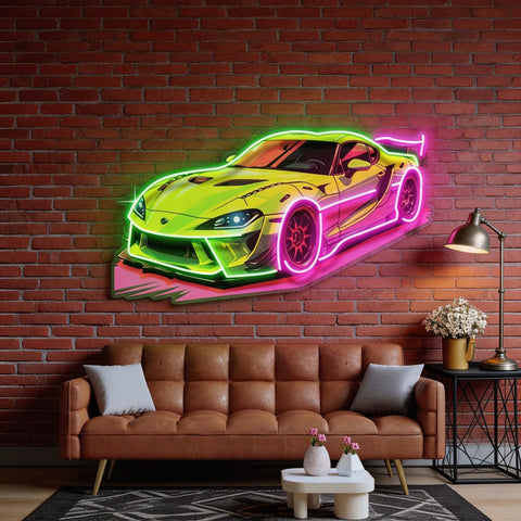 Green Sport Car LED Neon Sign Light Pop Art