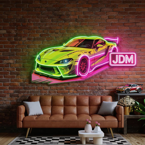Green Sport Car LED Neon Sign Light Pop Art
