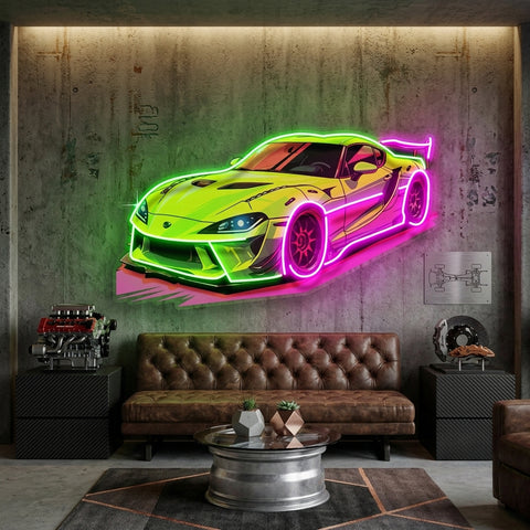 Green Sport Car LED Neon Sign Light Pop Art