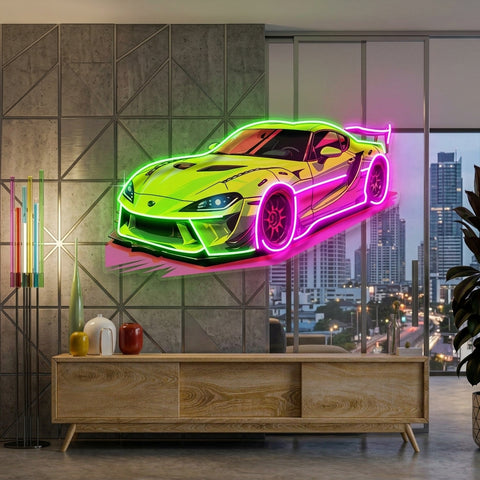 Green Sport Car LED Neon Sign Light Pop Art