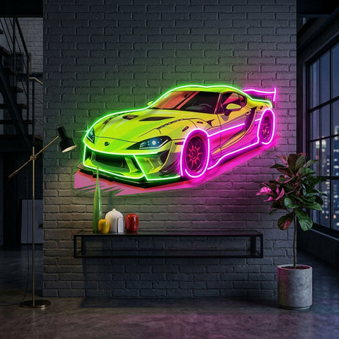 Green Sport Car LED Neon Sign Light Pop Art