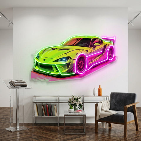 Green Sport Car LED Neon Sign Light Pop Art