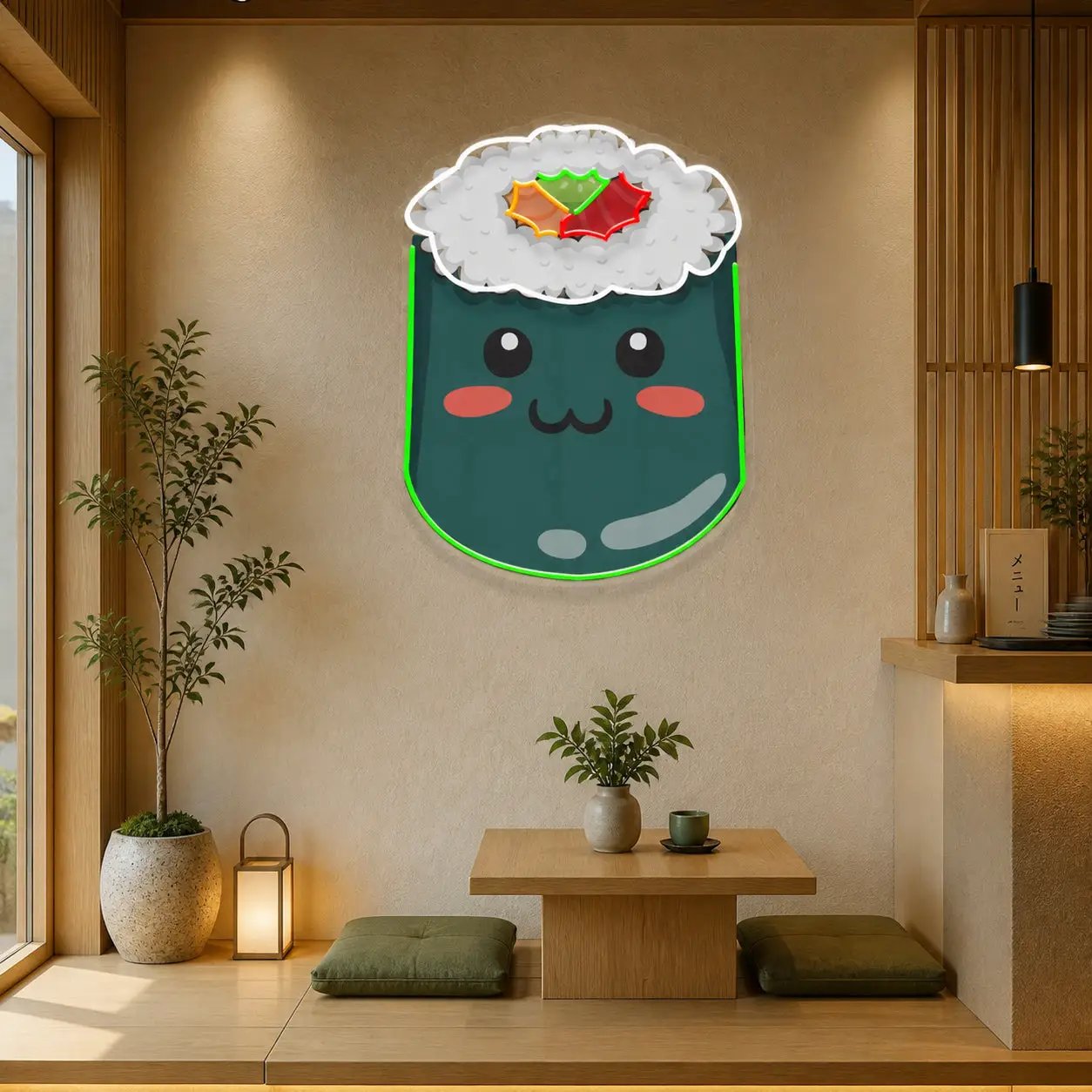 Green Sushi Led Neon Acrylic Artwork