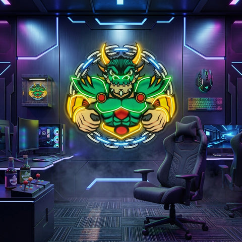 Green Dragon Mascot LED Neon Sign Light Pop Art