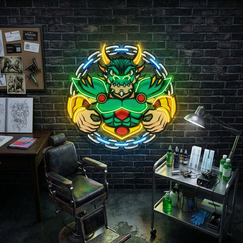 Green Dragon Mascot LED Neon Sign Light Pop Art