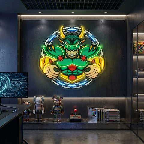 Green Dragon Mascot LED Neon Sign Light Pop Art