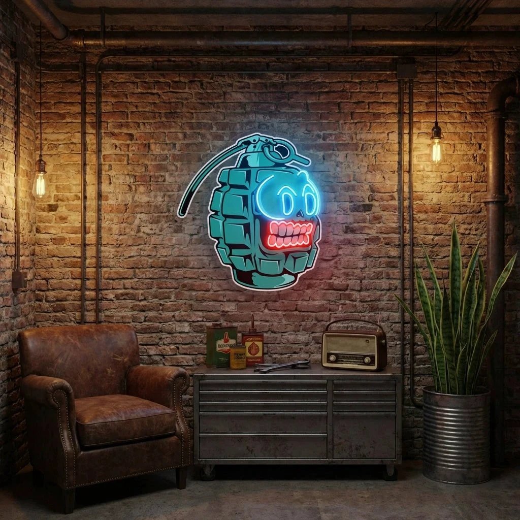 Grenade Cartoon Artwork Led Neon Sign Light
