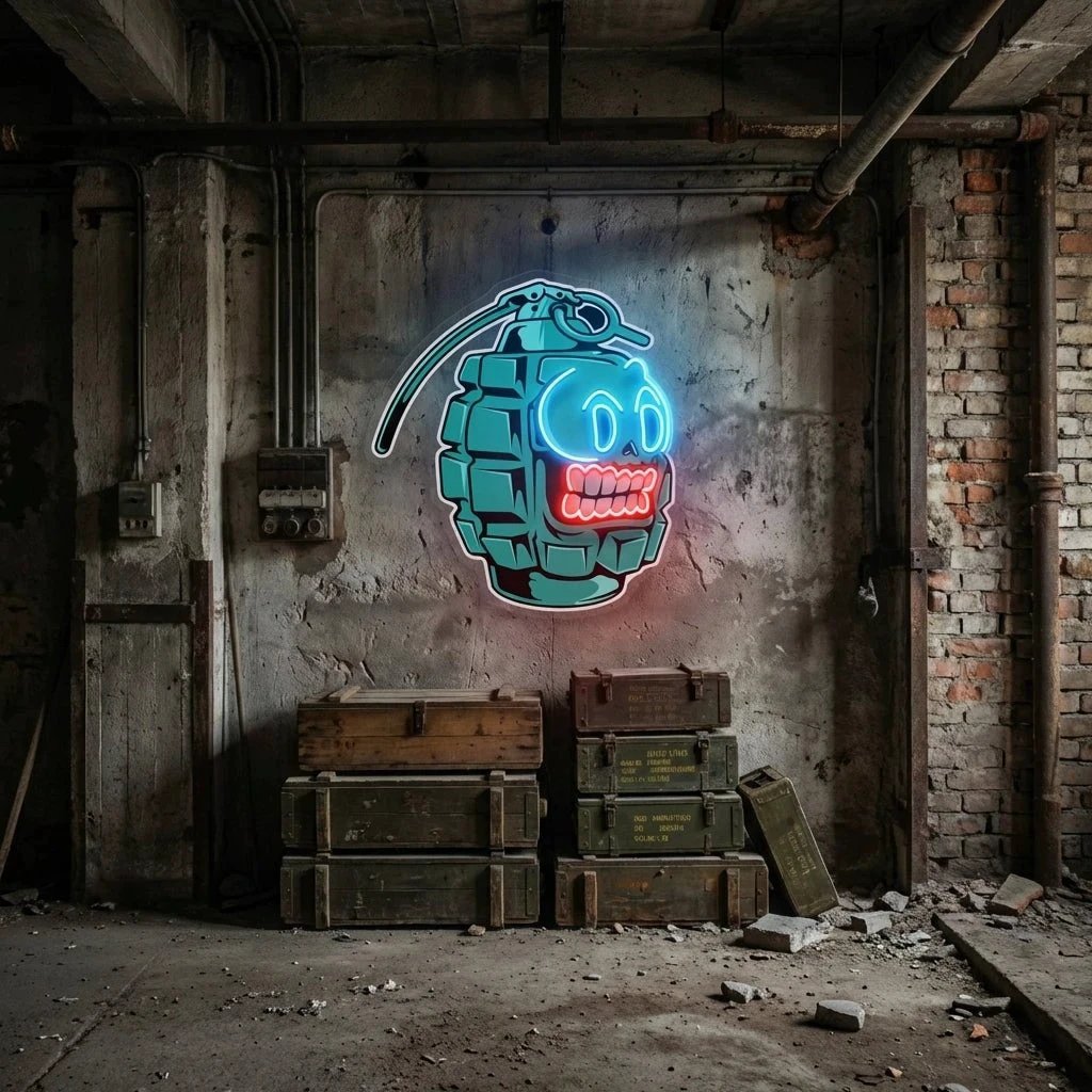 Grenade Cartoon Artwork Led Neon Sign Light