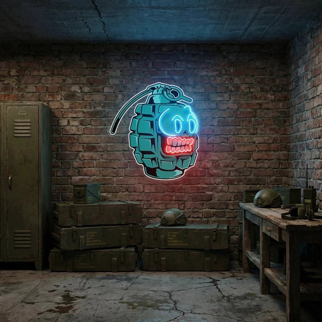 Grenade Cartoon Artwork Led Neon Sign Light