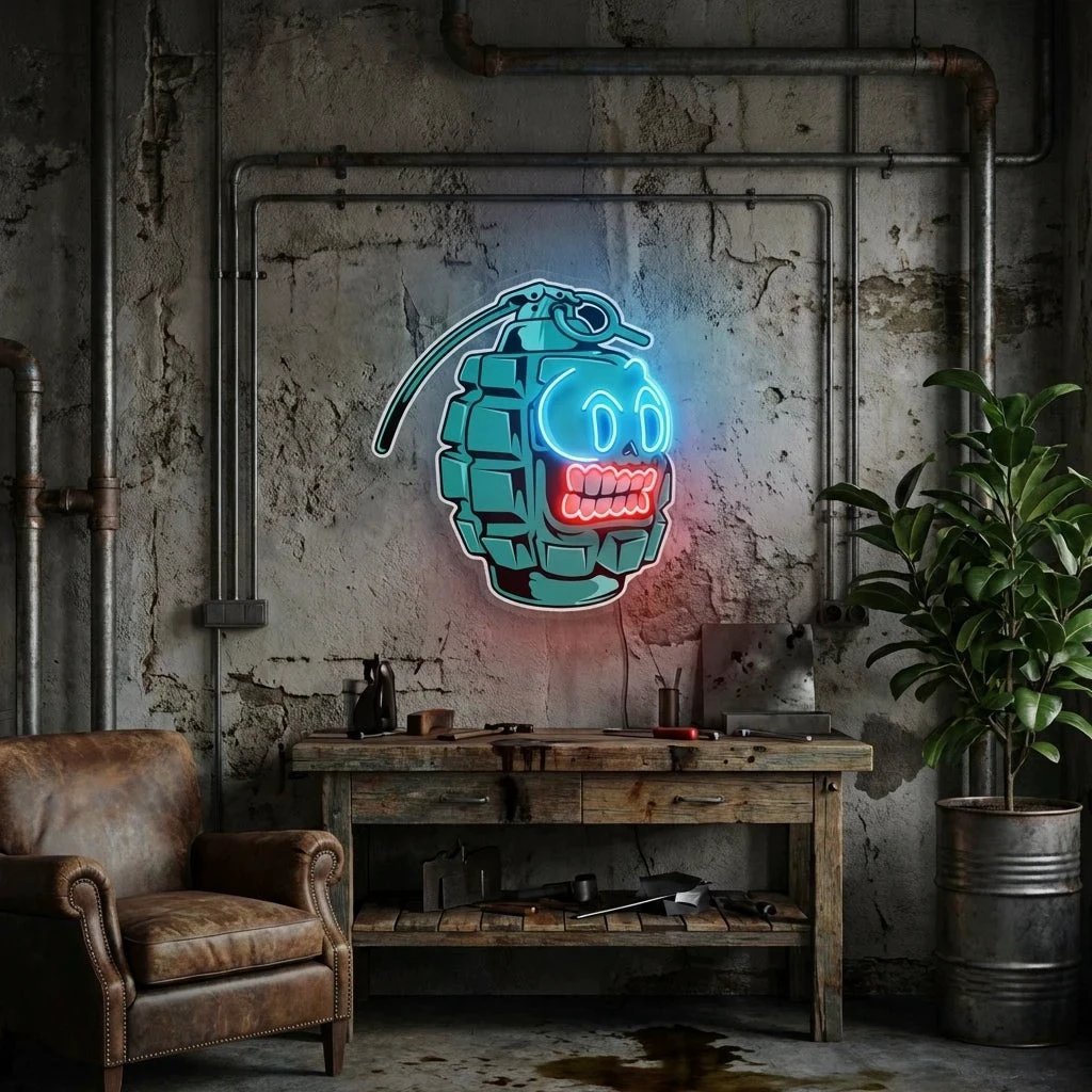 Grenade Cartoon Artwork Led Neon Sign Light