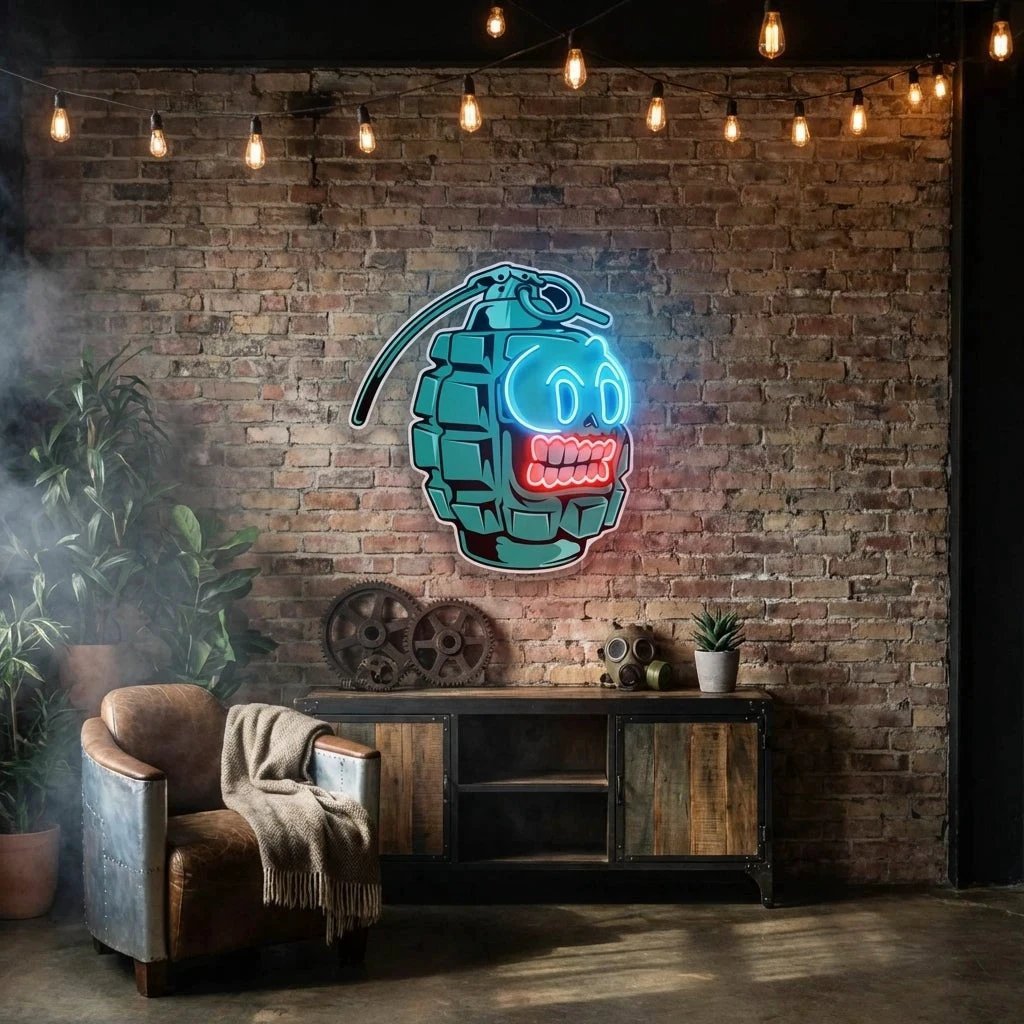 Grenade Cartoon Artwork Led Neon Sign Light