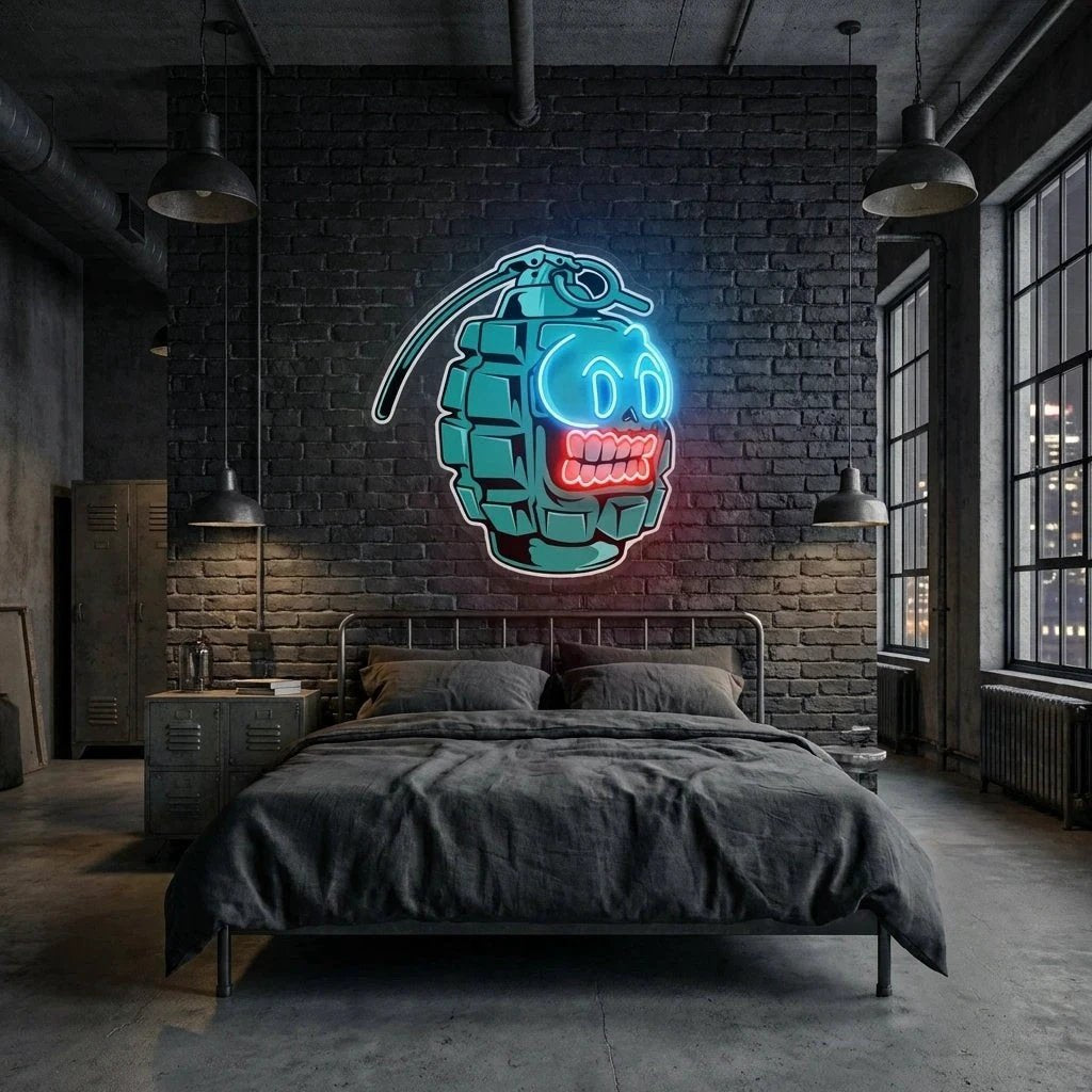Grenade Cartoon Artwork Led Neon Sign Light