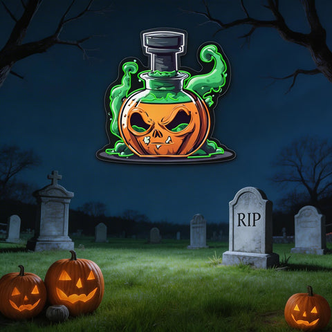 🎃 Spooky Pumpkin Potion Neon Sign – Halloween LED Wall Light