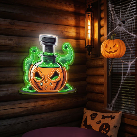 🎃 Spooky Pumpkin Potion Neon Sign – Halloween LED Wall Light