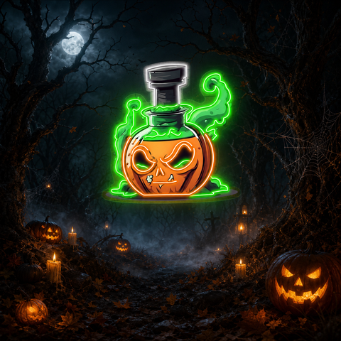 🎃 Spooky Pumpkin Potion Neon Sign – Halloween LED Wall Light