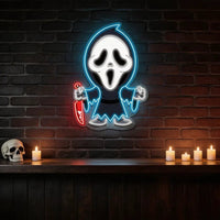 Ghost Face Neon Sign – Spooky Halloween LED Wall Light for Horror Fans & Home Decor