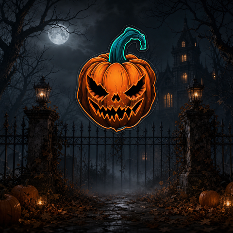 Terrifying Halloween Pumpkin Neon Sign – Spooky LED Wall Light for Home, Bar & Party Decor