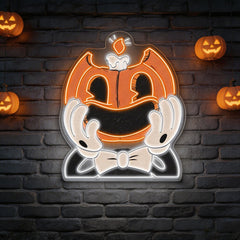 Smiling Pumpkin Face Neon Sign – Retro Halloween Wall Light for Spooky Home Decor