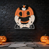 Smiling Pumpkin Face Neon Sign – Retro Halloween Wall Light for Spooky Home Decor