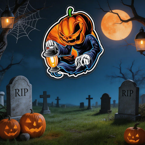 🎃 Glowing Pumpkin Phantom – Halloween LED Neon Sign
