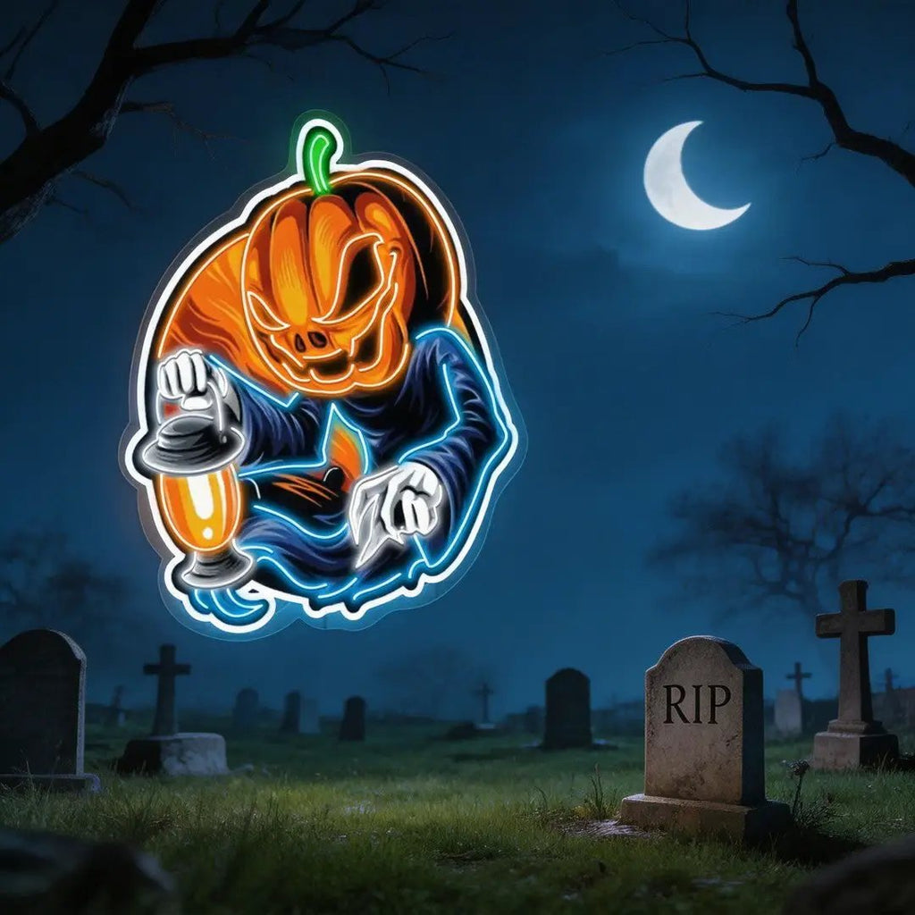 🎃 Glowing Pumpkin Phantom – Halloween LED Neon Sign