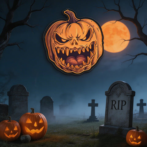 🎃 Frightening Jack-O'-Lantern LED Neon Sign – Halloween Wall Decor 👻