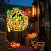 Zombie Pumpkin Neon Sign – Creepy Halloween LED Wall Light Decor for Home, Bar & Party