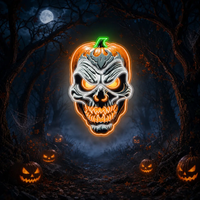 Terrifying Pumpkin Skull LED Neon Sign – Spooky Halloween Wall Decor