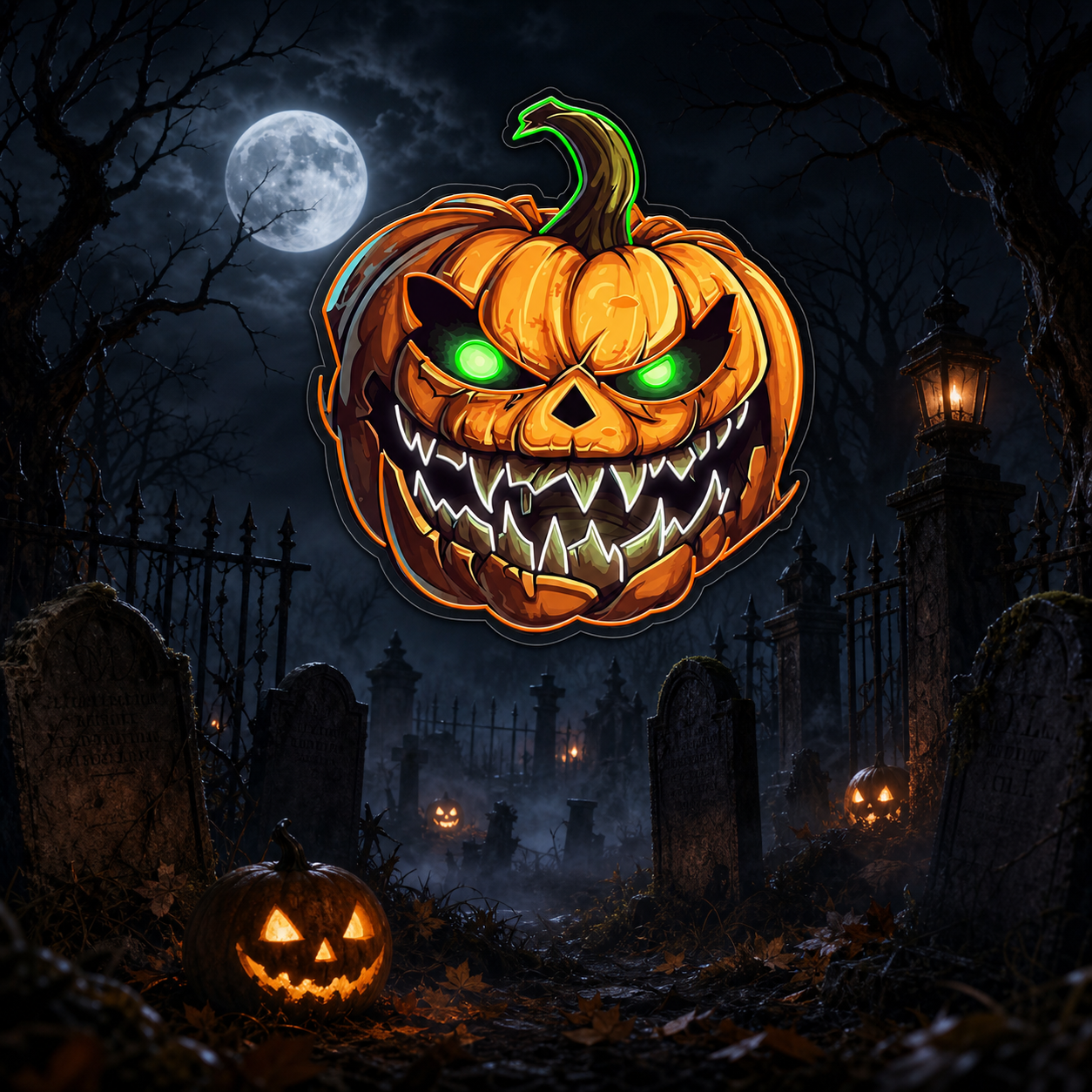 Evil Grin Jack-O'-Lantern Neon Sign – Scary Pumpkin LED Light for Halloween Decor