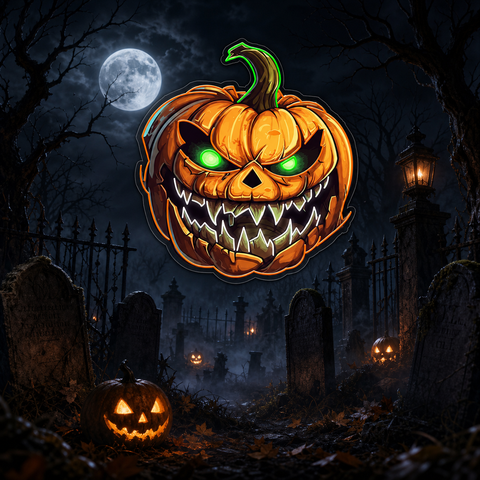Evil Grin Jack-O'-Lantern Neon Sign – Scary Pumpkin LED Light for Halloween Decor