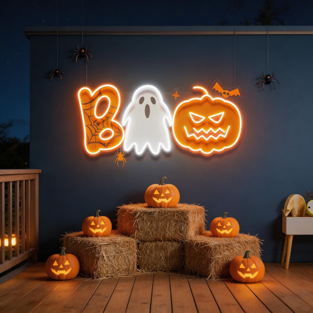 Halloween Boo Ghost Artwork Led Neon Sign Light
