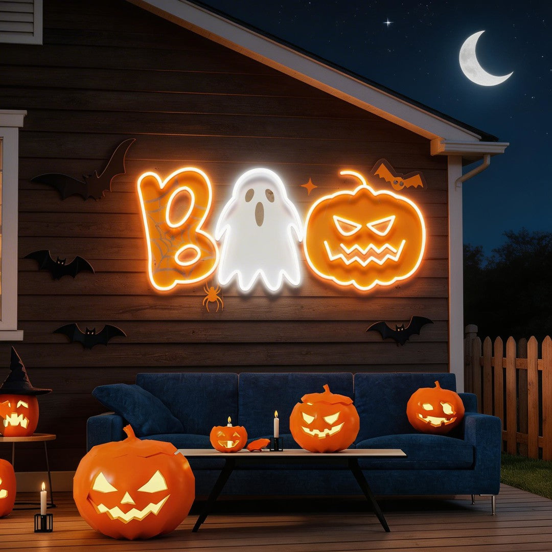 Halloween Boo Ghost Artwork Led Neon Sign Light