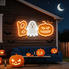 Halloween Boo Ghost Artwork Led Neon Sign Light