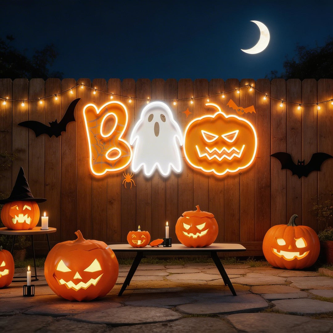 Halloween Boo Ghost Artwork Led Neon Sign Light