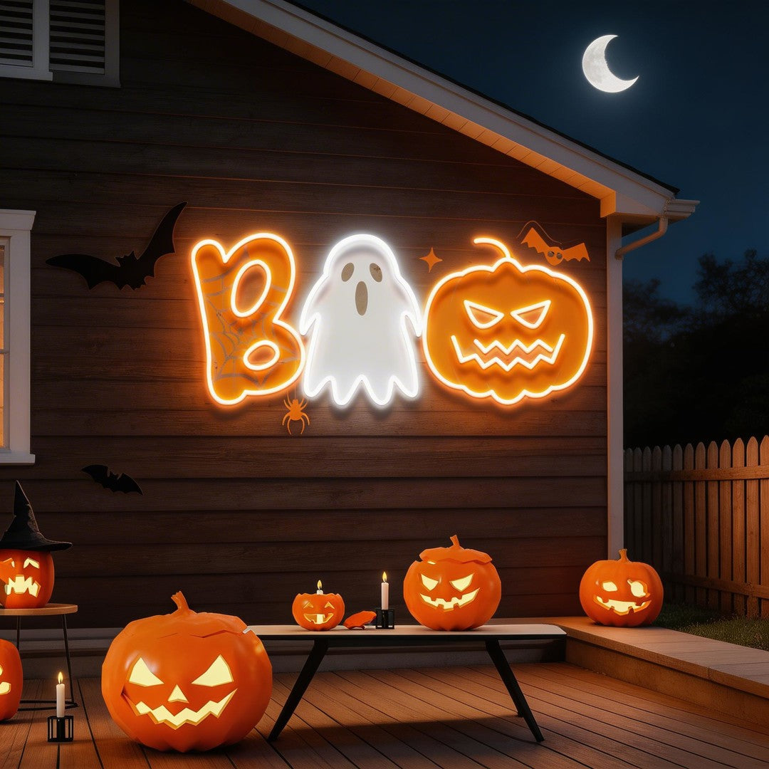 Halloween Boo Ghost Artwork Led Neon Sign Light