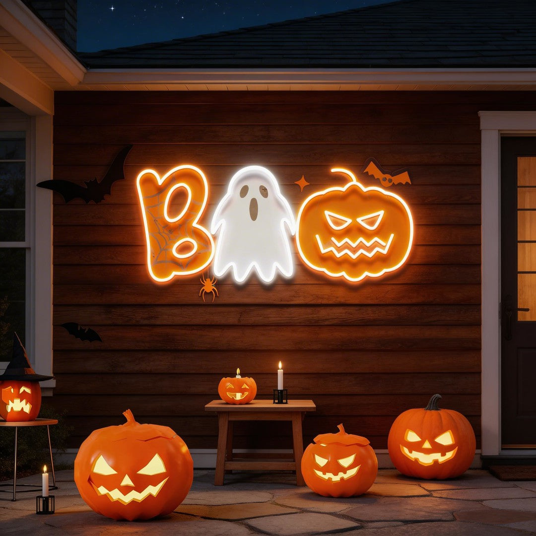 Halloween Boo Ghost Artwork Led Neon Sign Light