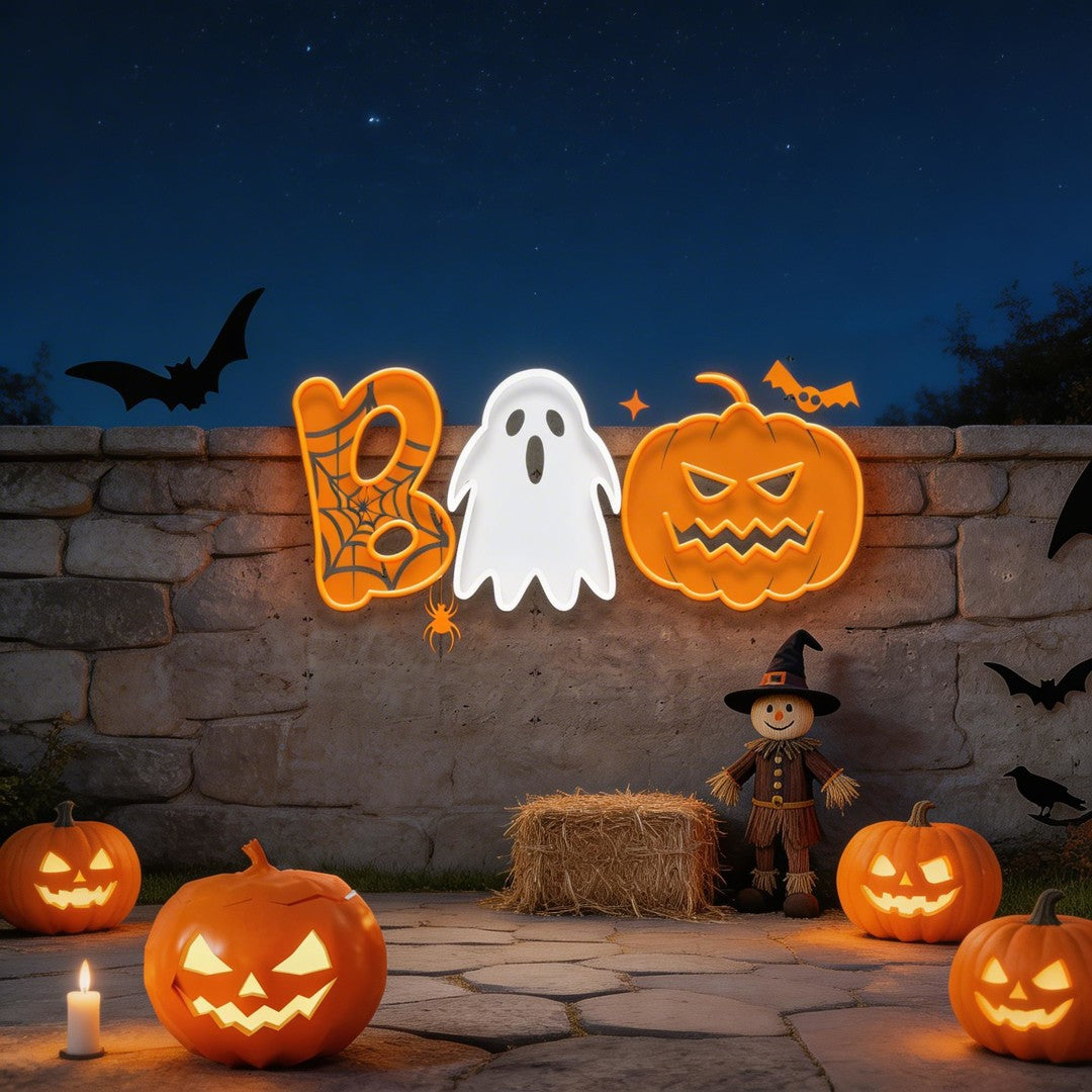 Halloween Boo Ghost Artwork Led Neon Sign Light