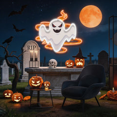 Halloween Day Ghost Fire Artwork Led Neon Sign Light
