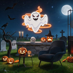 Halloween Day Ghost Fire Artwork Led Neon Sign Light