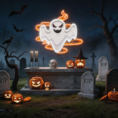 Halloween Day Ghost Fire Artwork Led Neon Sign Light