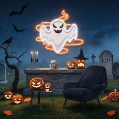 Halloween Day Ghost Fire Artwork Led Neon Sign Light
