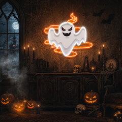 Halloween Day Ghost Fire Artwork Led Neon Sign Light