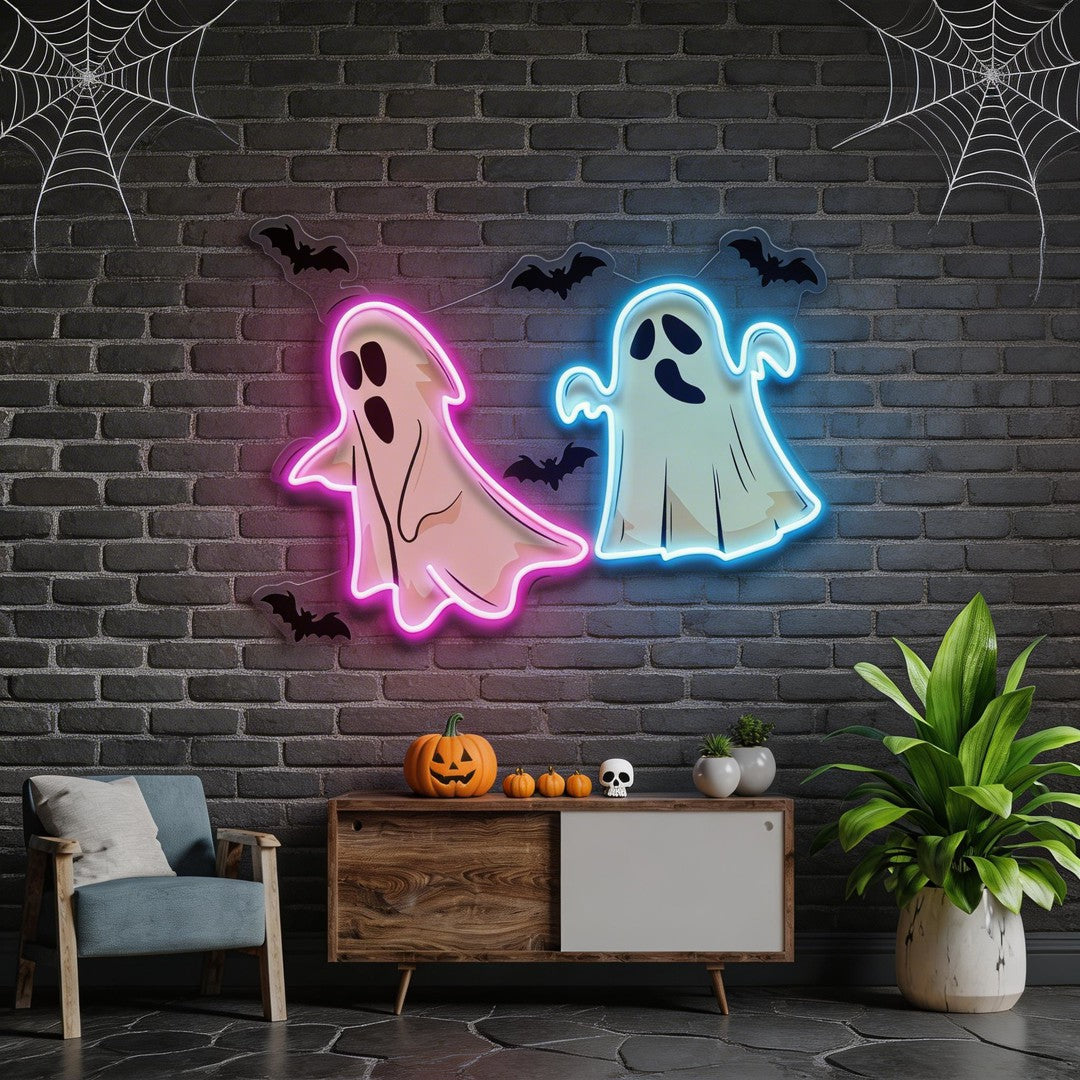 Halloween Ghost Cute Artwork Led Neon Sign Light