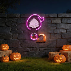 Halloween Ghost Pumpkin Artwork Led Neon Sign Light