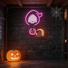 Halloween Ghost Pumpkin Artwork Led Neon Sign Light