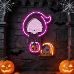 Halloween Ghost Pumpkin Artwork Led Neon Sign Light