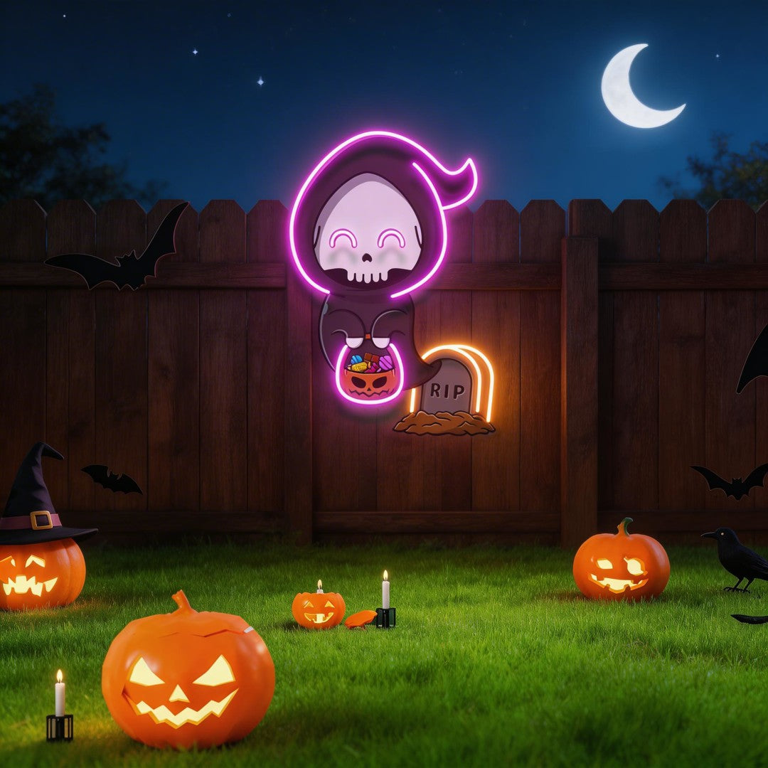 Halloween Ghost Pumpkin Artwork Led Neon Sign Light