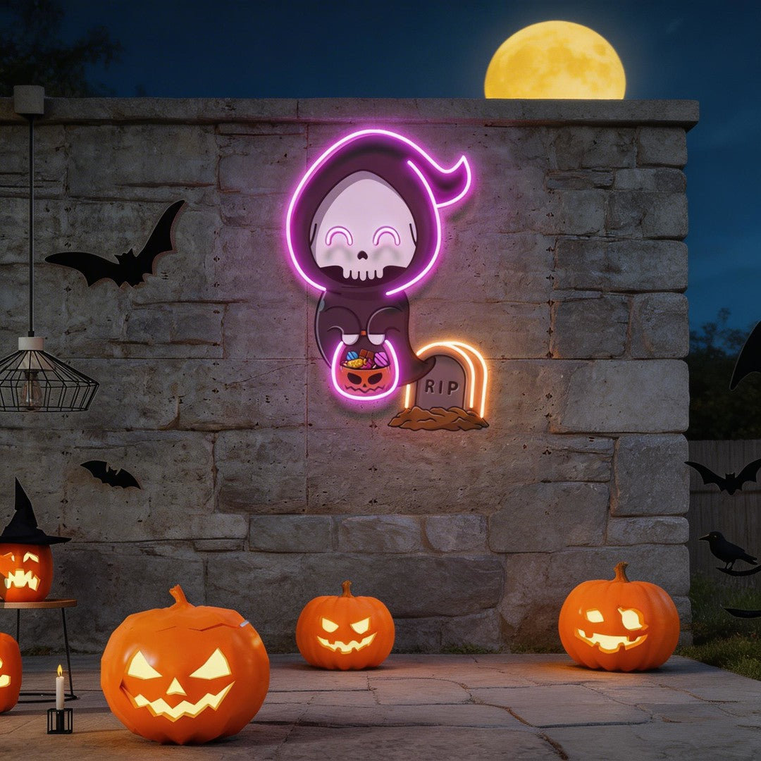 Halloween Ghost Pumpkin Artwork Led Neon Sign Light