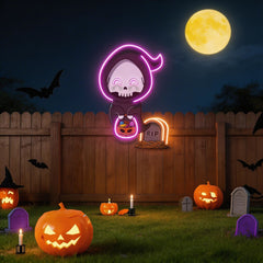 Halloween Ghost Pumpkin Artwork Led Neon Sign Light